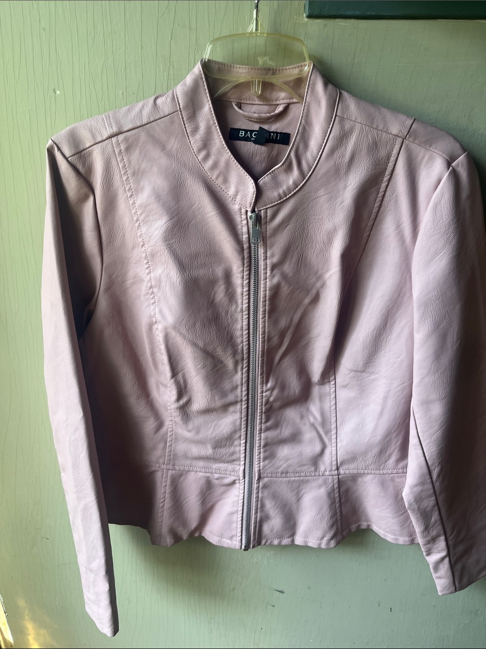 Baccini Women's Pale Pink Leather Zip-Front Jacket